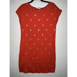 𝅺BODEN Summer Dress Red & Gold Short Sleeve T-Shirt Dress (T) size 2